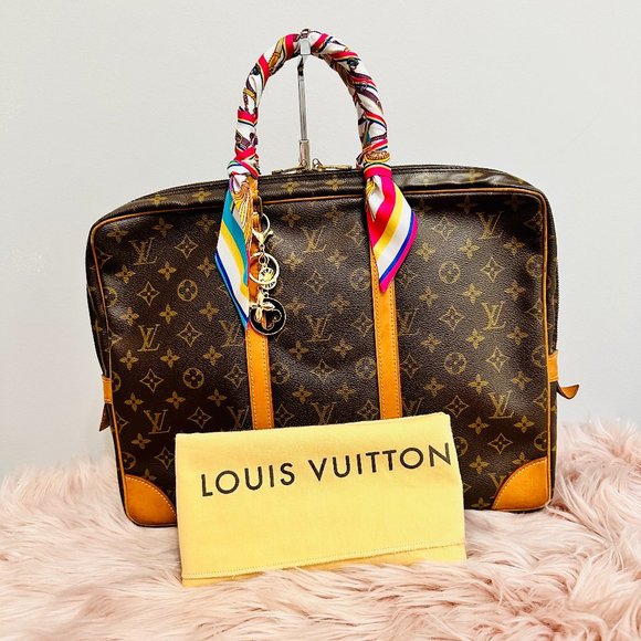 Authentic Louis Vuitton Monogram Serviette Fermoir Briefcase Old M53305 USED